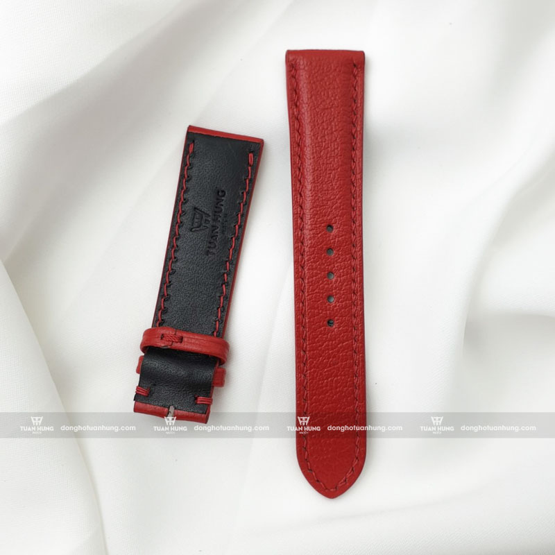 Dây da bò - Dây da đồng hồ chính hãng TuanHungWatch - Đỏ Full Size