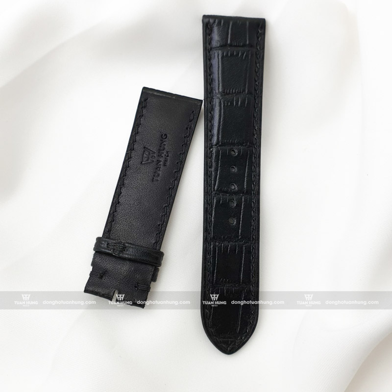 Dây da cá sấu - Dây da đồng hồ chính hãng TuanHungWatch - Đen Full Size