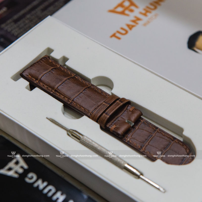 Dây da bò - Dây da đồng hồ chính hãng TuanHungWatch - Đỏ Full Size